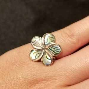 NEW 925 Sterling Silver Abalone Flower Ring